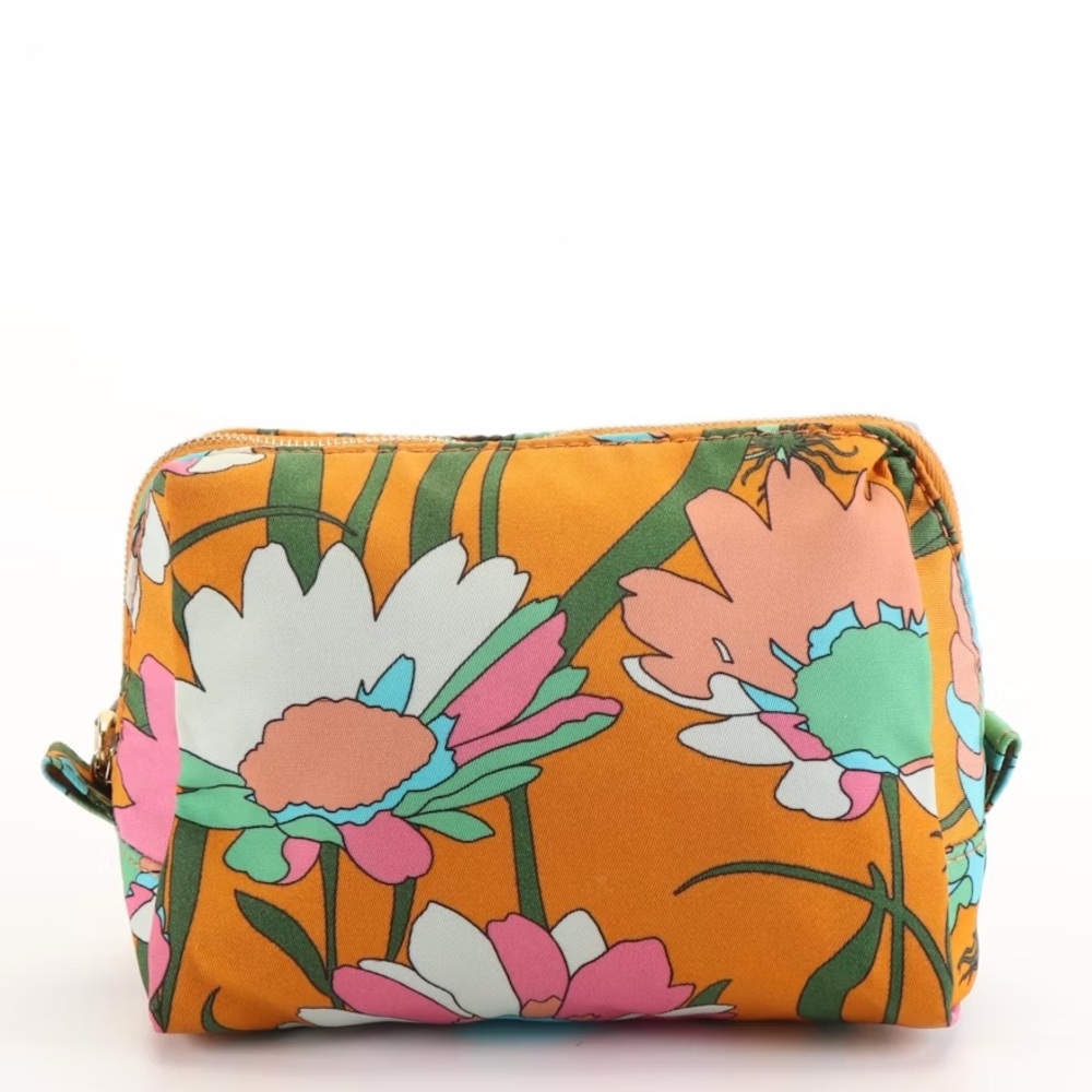 Fendi Caramel Multi Floral Nylon Small Cosmetic Case
